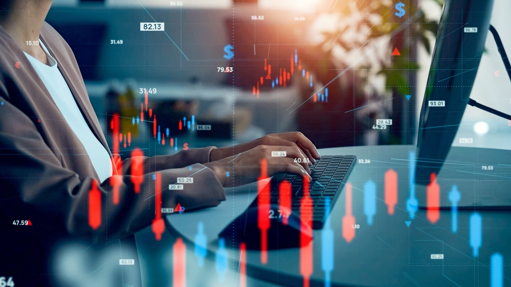 running numbers on laptop