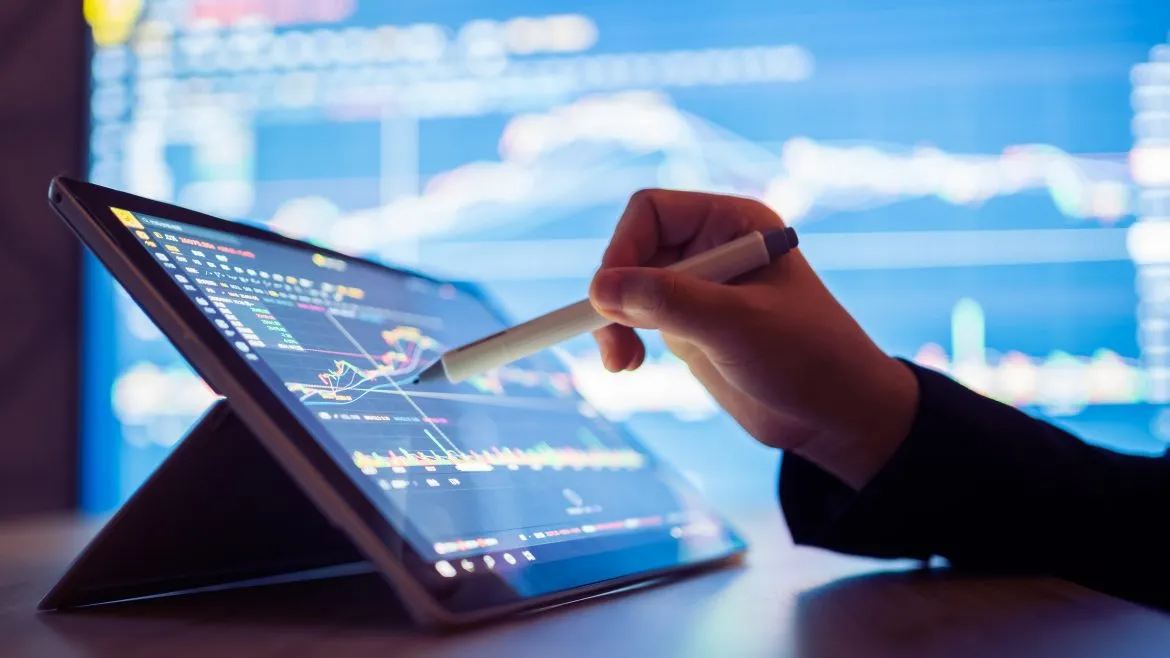 viewing stock market data on tablet